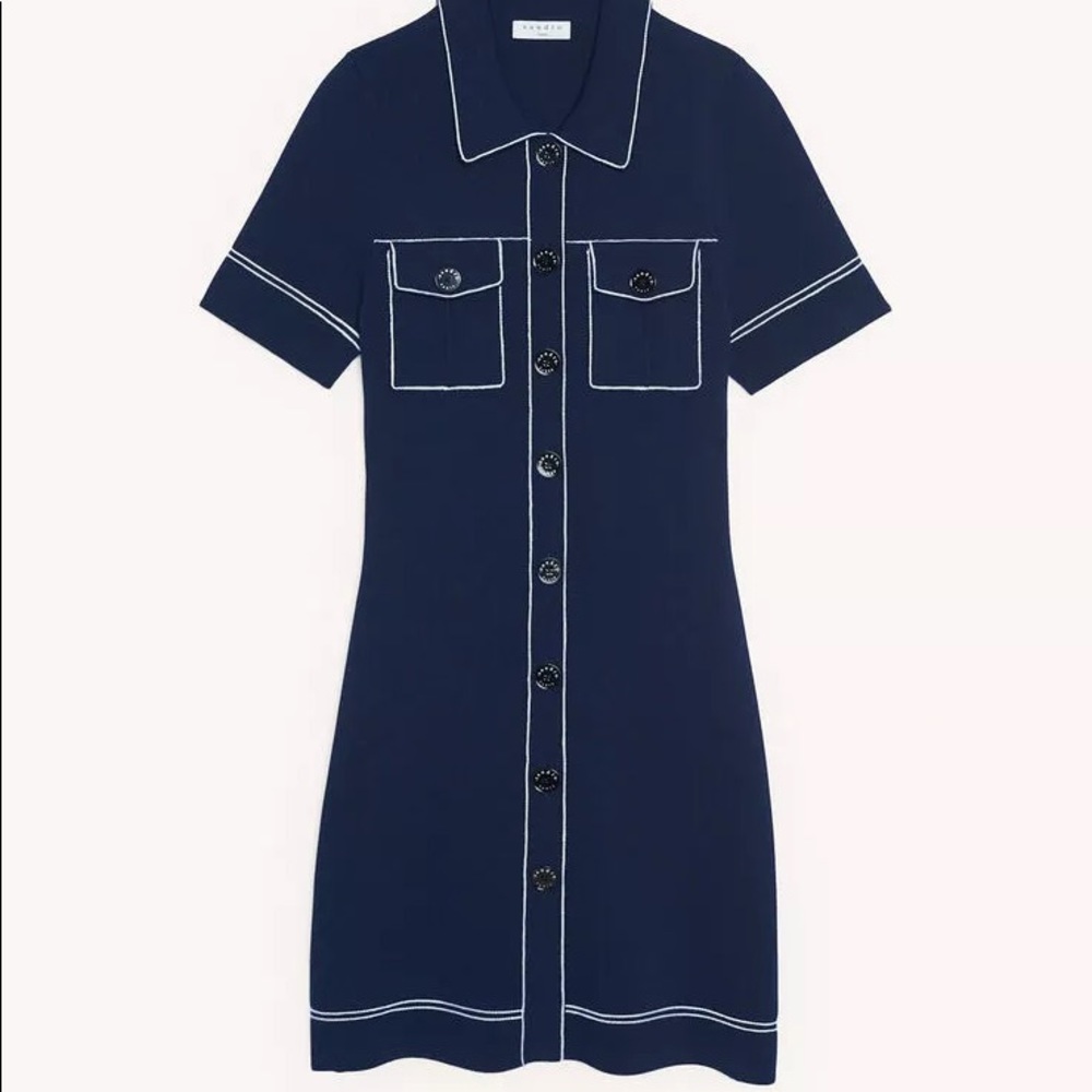Sandro Knit dress with contrasting topstitching